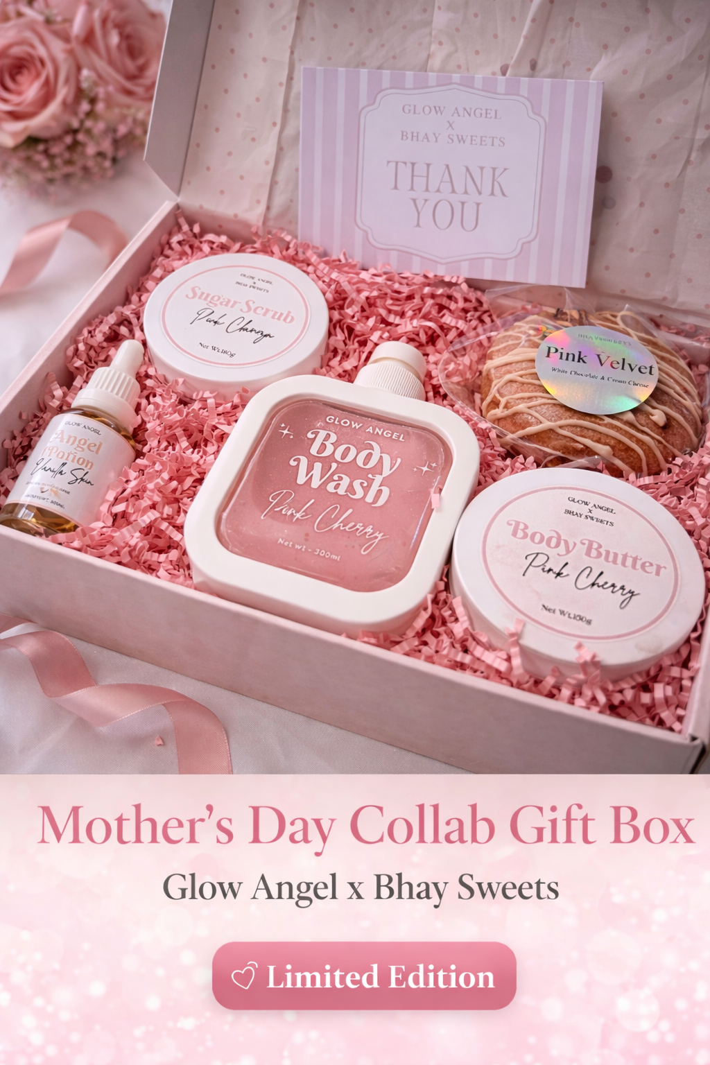 Pink Cherry Mother’s Day deluxe box Glow Angel x Bhay sweets